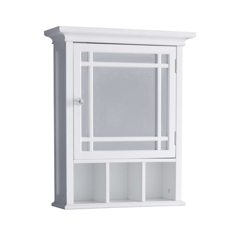 Teamson Home Teamson Home Neal Wooden Over The Toilet Bathroom Removable Wall Medicine Cabinet with 1 Adjustable Shelf 5 Storage Spaces 1 Mirrored Glass Door and 1 Clear Knob White 