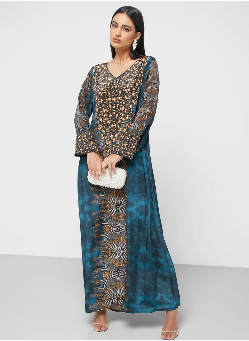 كشخة Embroidered Knitted Jalabiya