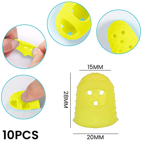 PATPAT® 10Pcs Yellow Silicone Guitar Finger Protectors, 20mm Anti-Slip Fingertip Guards, Durable Finger Picks for Guitar, Ukulele, Banjo - Ideal for Musicians, Enhances Play Comfort & Protects Skin - Image 2