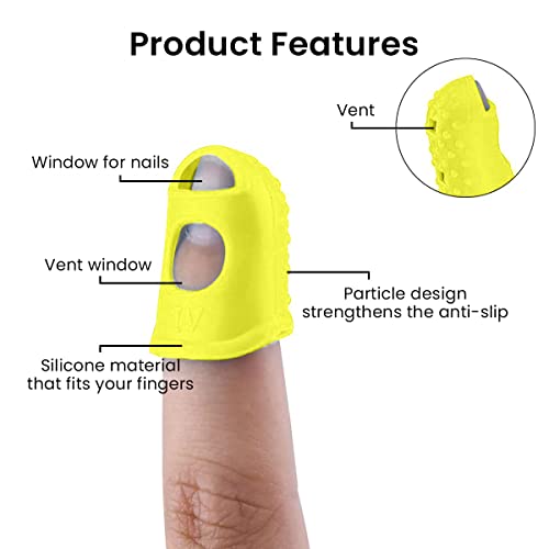 PATPAT® 10Pcs Yellow Silicone Guitar Finger Protectors, 20mm Anti-Slip Fingertip Guards, Durable Finger Picks for Guitar, Ukulele, Banjo - Ideal for Musicians, Enhances Play Comfort & Protects Skin - Image 3