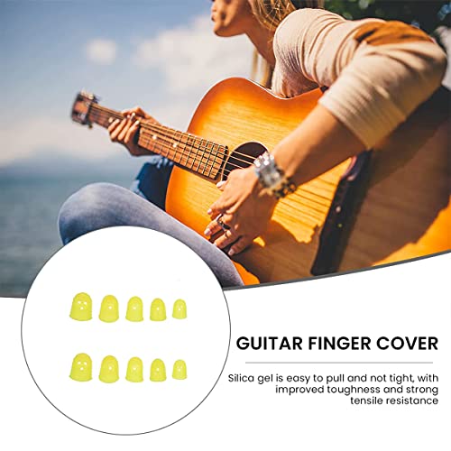 PATPAT® 10Pcs Yellow Silicone Guitar Finger Protectors, 20mm Anti-Slip Fingertip Guards, Durable Finger Picks for Guitar, Ukulele, Banjo - Ideal for Musicians, Enhances Play Comfort & Protects Skin - Image 5