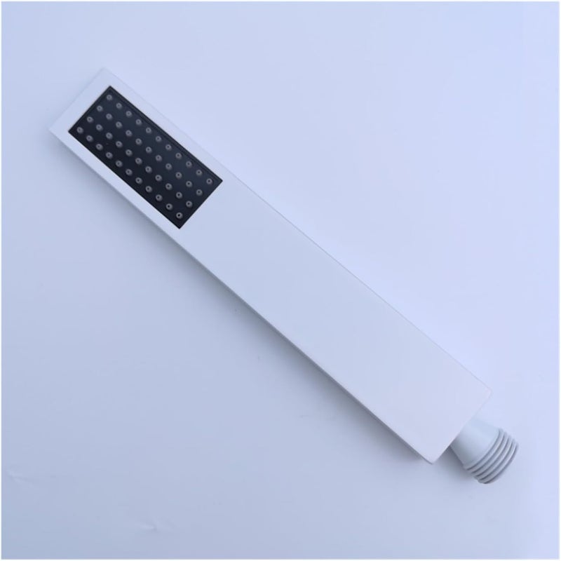 Bathroom Shower Bar Set Square Stainless Steel Sliding Adjustable Bar Brass Handheld Shower with Connector 1.5m Hose Black White(Black W Outlet) - Image 5
