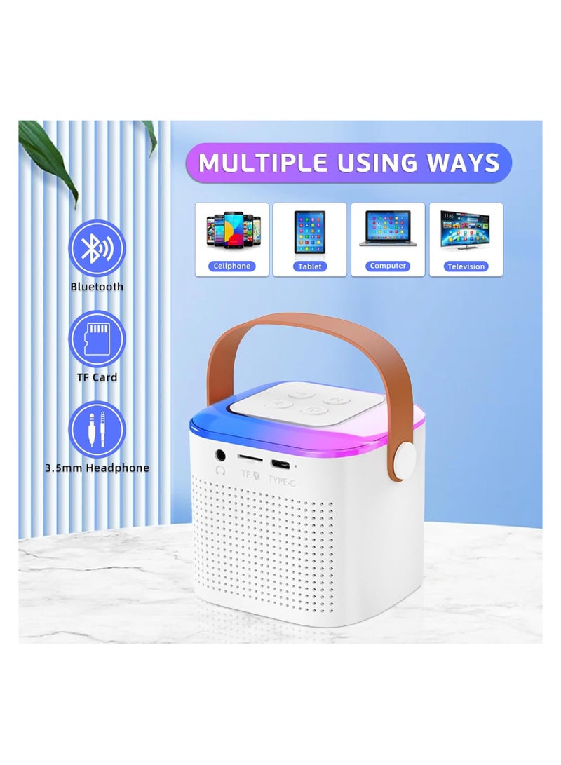 مكبر صوت كاريوكي صغير محمول يعمل بالبلوتوث مع ميكروفونين لاسلكيين وتأثيرات تغيير الصوت وأضواء LED ديناميكية - جهاز كاريوكي مثالي للحفلات المنزلية وهدايا أعياد الميلاد - Image 5