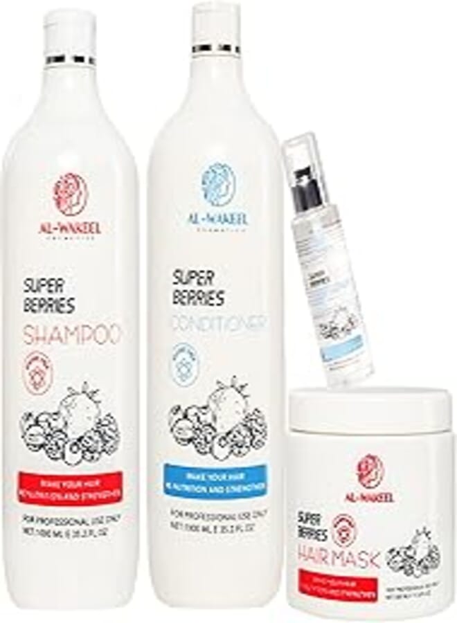 مجموعة شامبو وبلسم وحمام كريم الشعر ومصل الشعر من سوبر بيري بعد البروتين