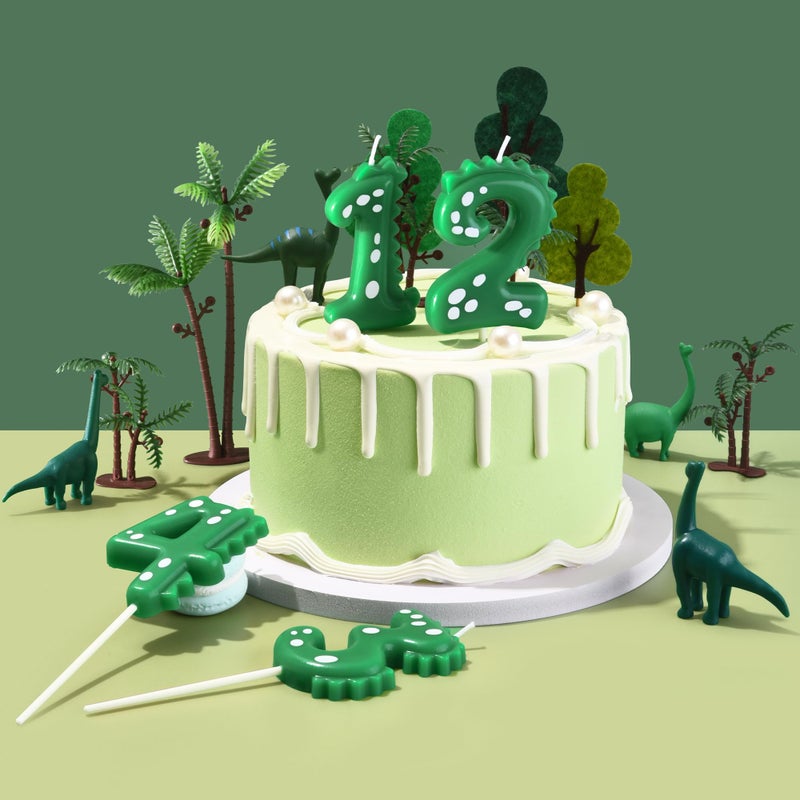 PHD CAKE 2.76 Inch Green Dinosaur 4 Number Birthday Candles, Dinosaur Number Candles, Party Celebration - Image 3