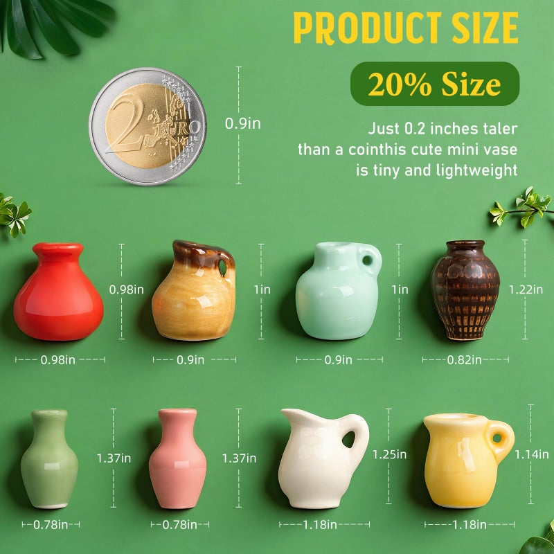 Samlior 8PCS Mini Ceramic Vase Fridge Magnets, Cute Tiny Flower Vase Fridge Magnets with Artificial Flowers for Refrigerator Office and Kitchen Cabinet Decoration - Image 2