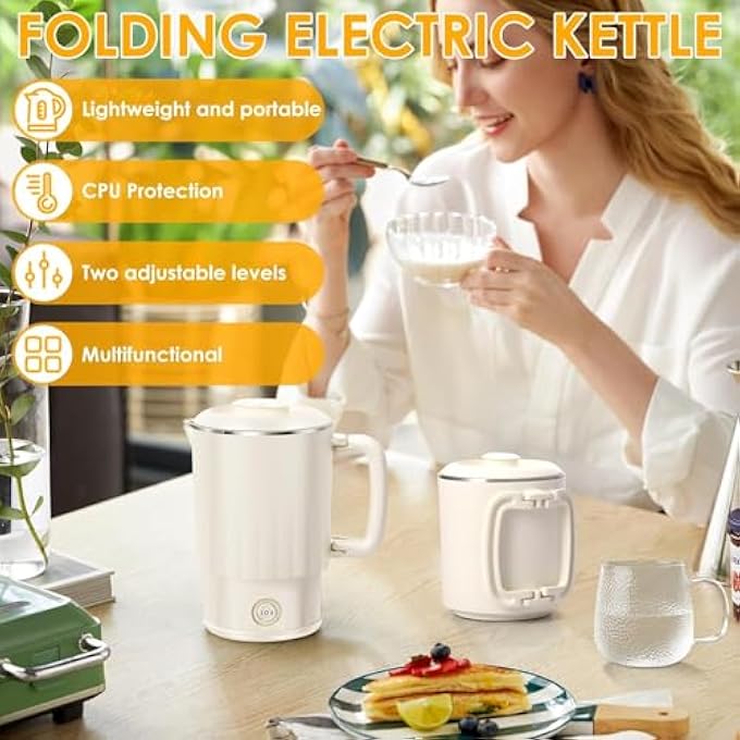 Fohome Portable Electric Kettle 800Ml Foldable Travel Electric Kettle With Temperature Control Multipurpose Tea Kettle  Hot Water Boiler For Coffee  Tea Water Heater  Teapot Automatic Shut Off - Image 3