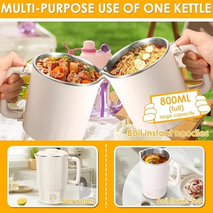 Fohome Portable Electric Kettle 800Ml Foldable Travel Electric Kettle With Temperature Control Multipurpose Tea Kettle  Hot Water Boiler For Coffee  Tea Water Heater  Teapot Automatic Shut Off - Image 5