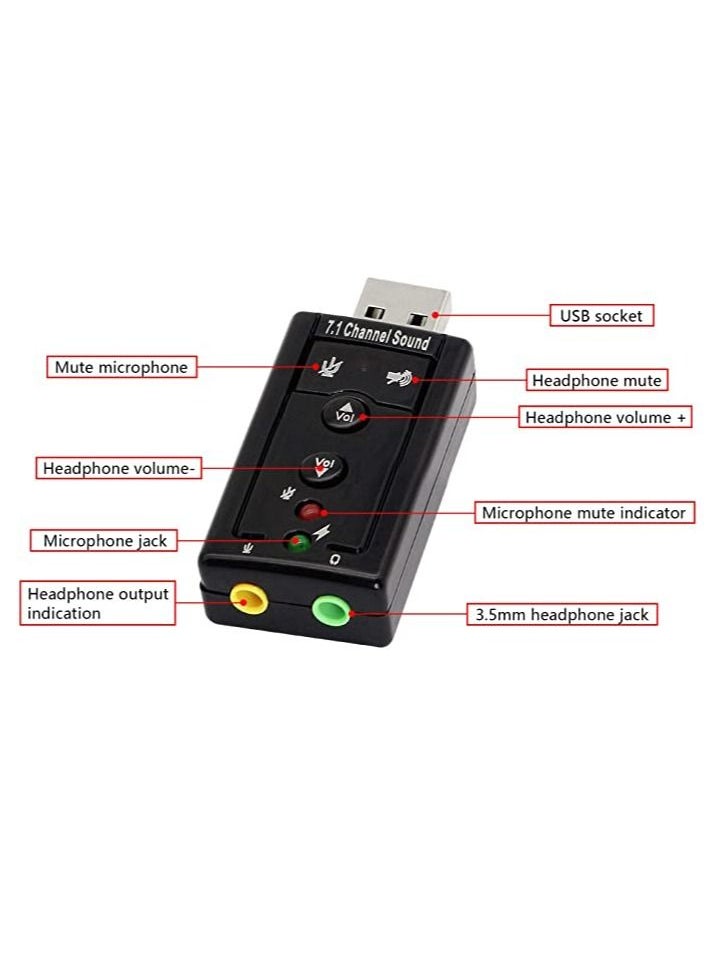 DUSALA USB 2.0 Virtual 7.1 External Stereo Sound Card Audio Adapter  - Image 5
