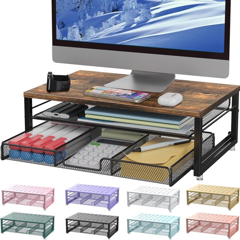 gianotter Computer Monitor Stand Riser office organizer with Drawer Office Organizers Storage for Classroom Office Supplies Wood