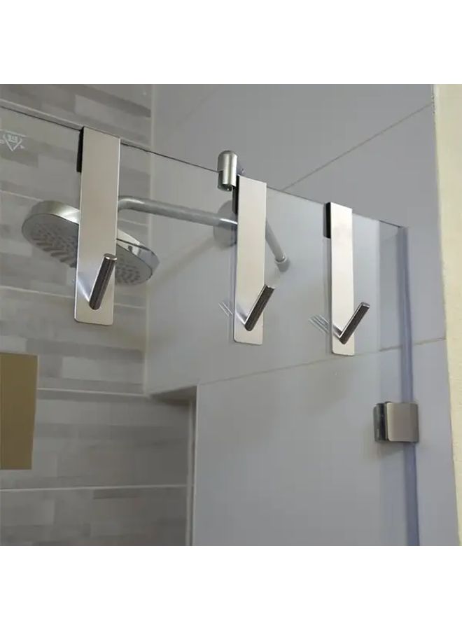 2pcs Black Glass Door Hooks For Frameless Shower Doors With Silent Towel Racks - Image 1