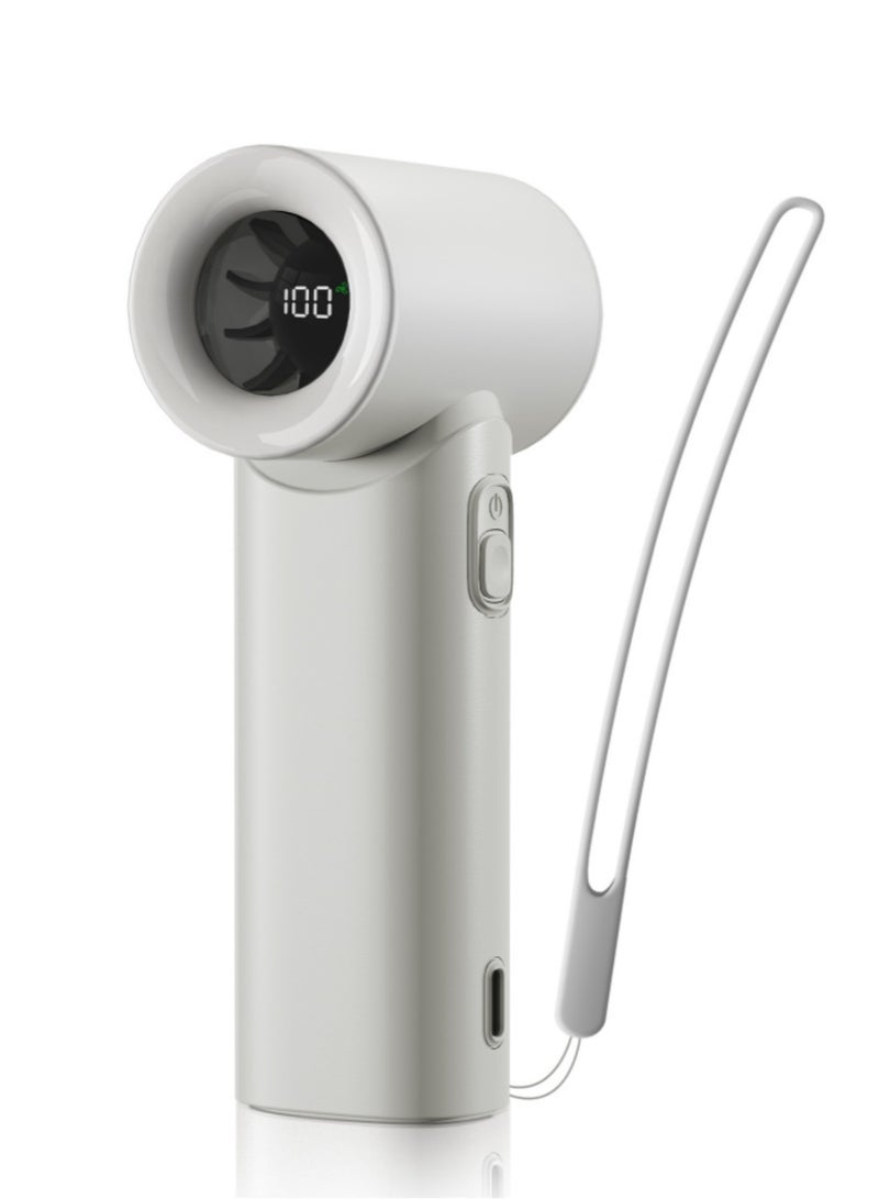 TONEOF Handheld Turbo Fan, 5000mAh Type-C Rechargeable Personal Fans with a Lanyard, 5 Speeds, LED Display, High Speed Cooling, for Travel/Outdoor/Gift - Image 1