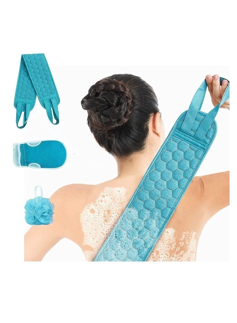 3 Pcs Bath Loofah Deep Exfoliating Gloves Skin Back Scrubber Ball Sponge For Shower Body Bathing By Women Men Baby - Image 1