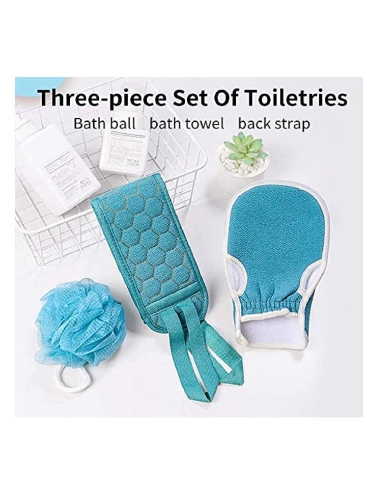 3 Pcs Bath Loofah Deep Exfoliating Gloves Skin Back Scrubber Ball Sponge For Shower Body Bathing By Women Men Baby - Image 2