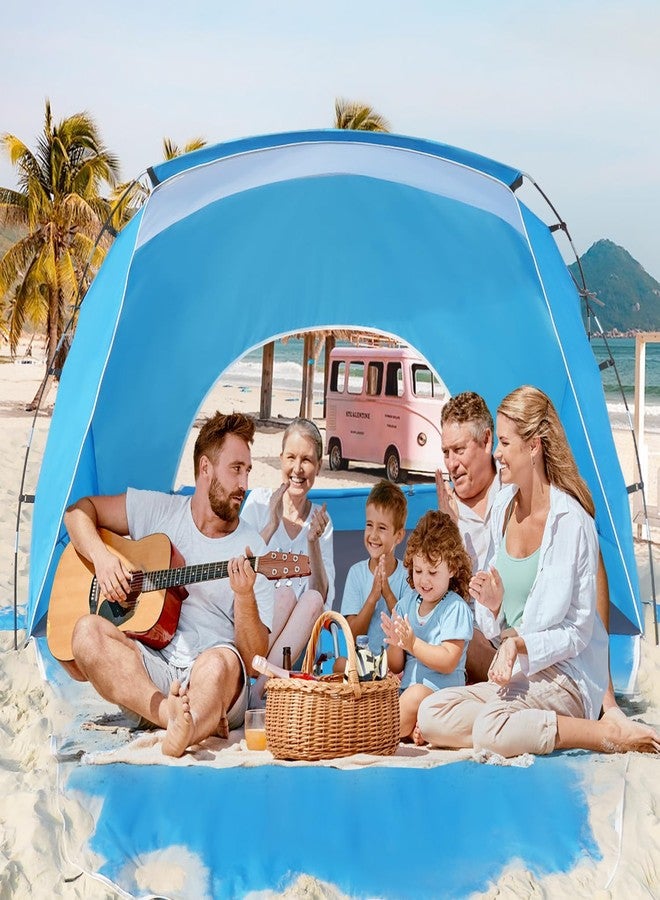 Etto Beach Tent for 6-8 Person, Waterproof Portable Sun Shelter with UPF 50+ UV Protection, Easy Setup Beach Canopy for Family Outdoor Adventures, Camping, and Picnics, with Carrying Bag, Blue - Image 3