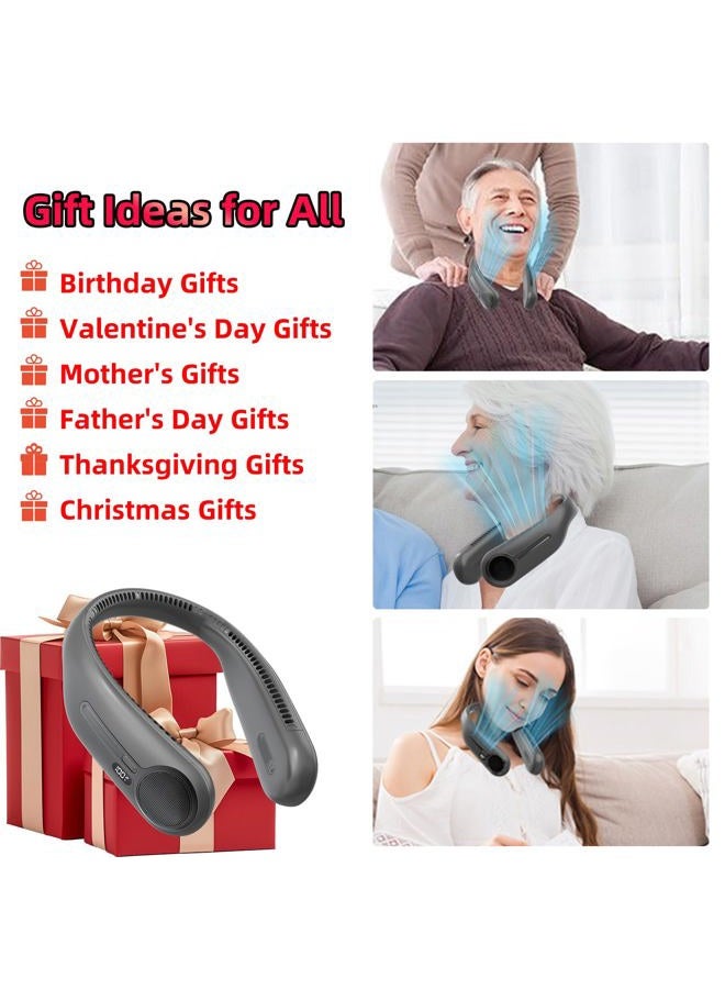 Kinhowly Portable Neck Fan,Hands Free Personal Wearable Bladeless Fan,6000mAh USB Rechargeable,360° Cooling,LED Display,4-Speeds,Birthday Gifts for Men Women Dad Mom,Mothers Day Gifts (Dark grey) - Image 5