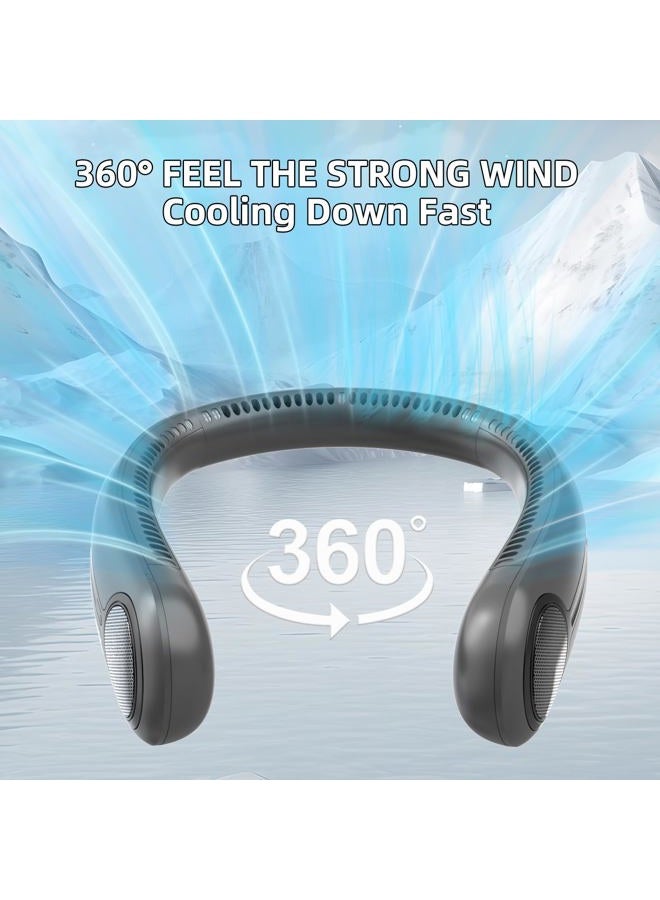 Kinhowly Portable Neck Fan,Hands Free Personal Wearable Bladeless Fan,6000mAh USB Rechargeable,360° Cooling,LED Display,4-Speeds,Birthday Gifts for Men Women Dad Mom,Mothers Day Gifts (Dark grey) - Image 2