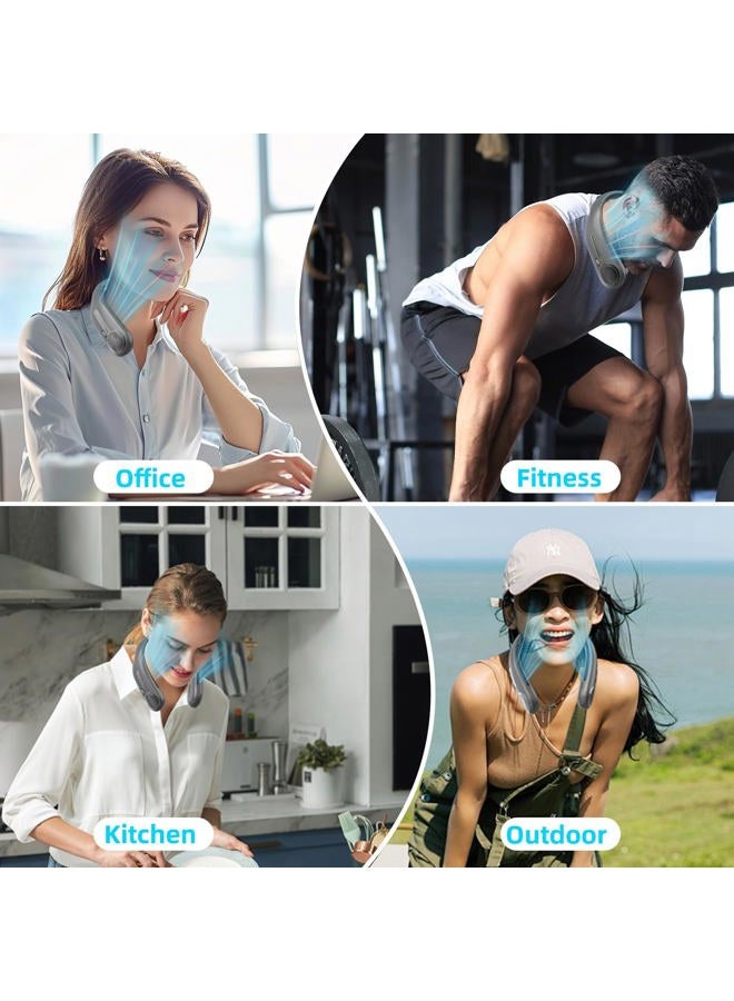 Kinhowly Portable Neck Fan,Hands Free Personal Wearable Bladeless Fan,6000mAh USB Rechargeable,360° Cooling,LED Display,4-Speeds,Birthday Gifts for Men Women Dad Mom,Mothers Day Gifts (Dark grey) - Image 4