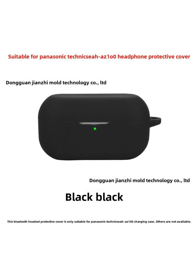 Soft Silicone Protective Case For Panasonic Technics EAH-AZ100 Earphones Integrated Design Empty Box Pure Color Injection Molding-Color:Black Runway Buckle Packaging-Model:EAH-AZ100