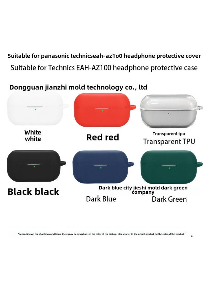 Soft Silicone Protective Case For Panasonic Technics EAH-AZ100 Earphones Integrated Design Empty Box Pure Color Injection Molding-Color:Black Runway Buckle Packaging-Model:EAH-AZ100