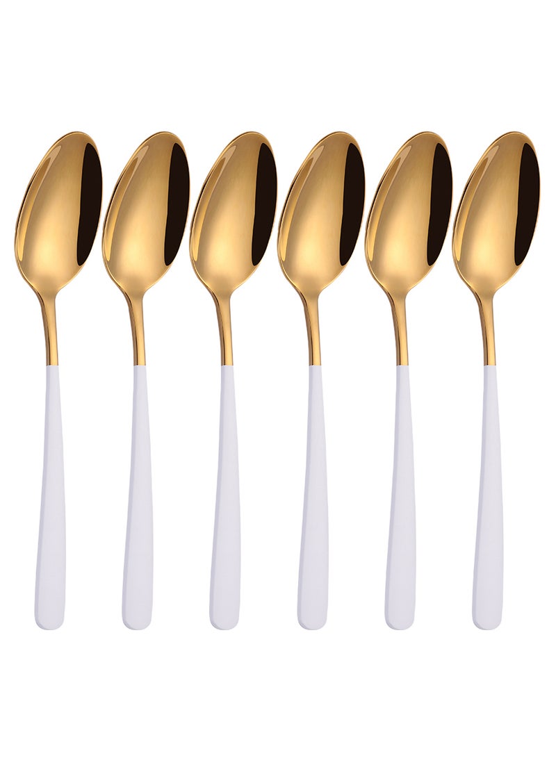 6-Piece Dinner Spoon Set Gold/White