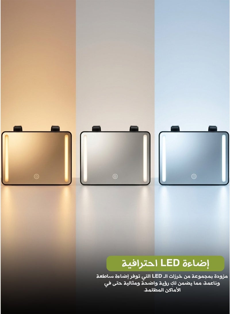 High-Definition Car LED Makeup Mirror – 3 Light Modes & Dimmable Fill Light, Rechargeable Sun Visor Vanity Mirror with USB-C - Image 3