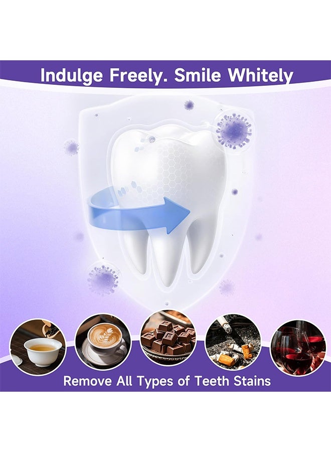 صهر فاي شرائط تبييض الأسنان السحرية البنفسجية، شرائط تبييض الأسنان V34، تبييض الأسنان البنفسجية، علاج تصبغ الأسنان، يبيض الأسنان، العناية باللثة وإزالة التصبغات، يزيل البقع الصفراء ورائحة الفم الكريهة، يجمع بين التبييض وتصحيح اللون، 7 تطبيقات / 14 شريط - Image 5