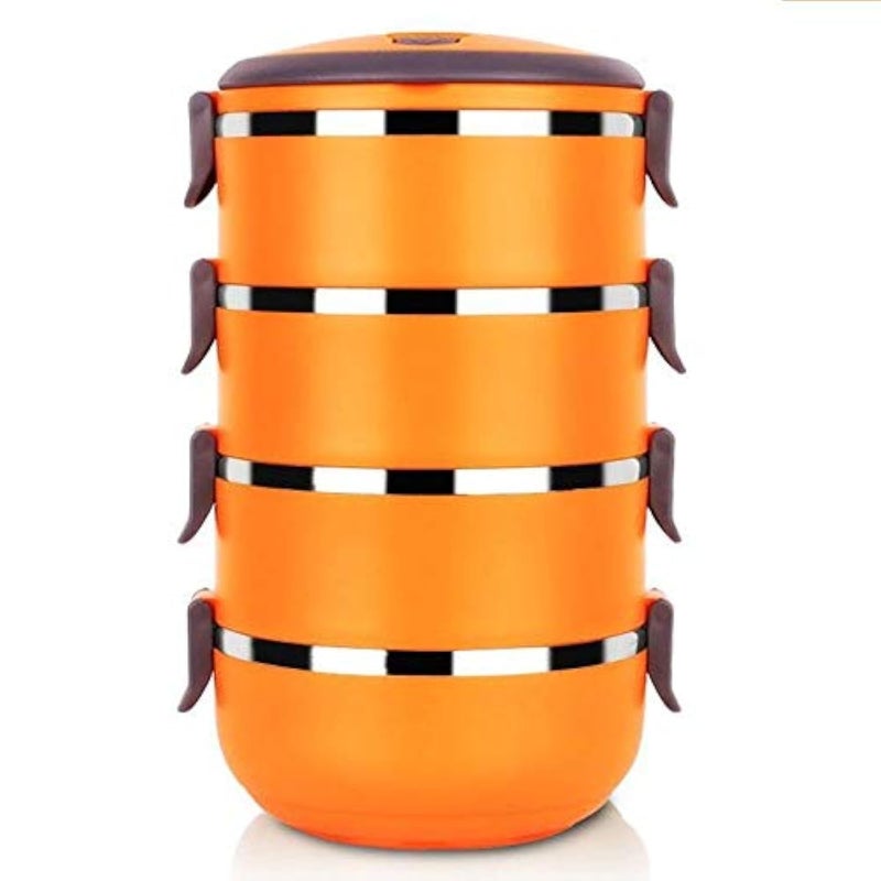 Lunch Box With 4 Layers - Dark Orange, 2725121492432