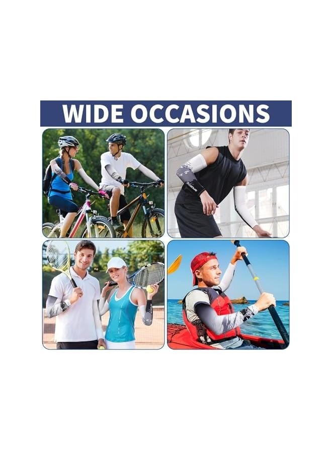 PROMASS UV Sun Protection Arm Sleeves for Men Women 4 Pairs Anti Slip Arm Compression Sleeves Ice Silk Cooling Sleeves Long Arm Cover for Men Women Outdoor Sport Running Football, One Size - Image 3
