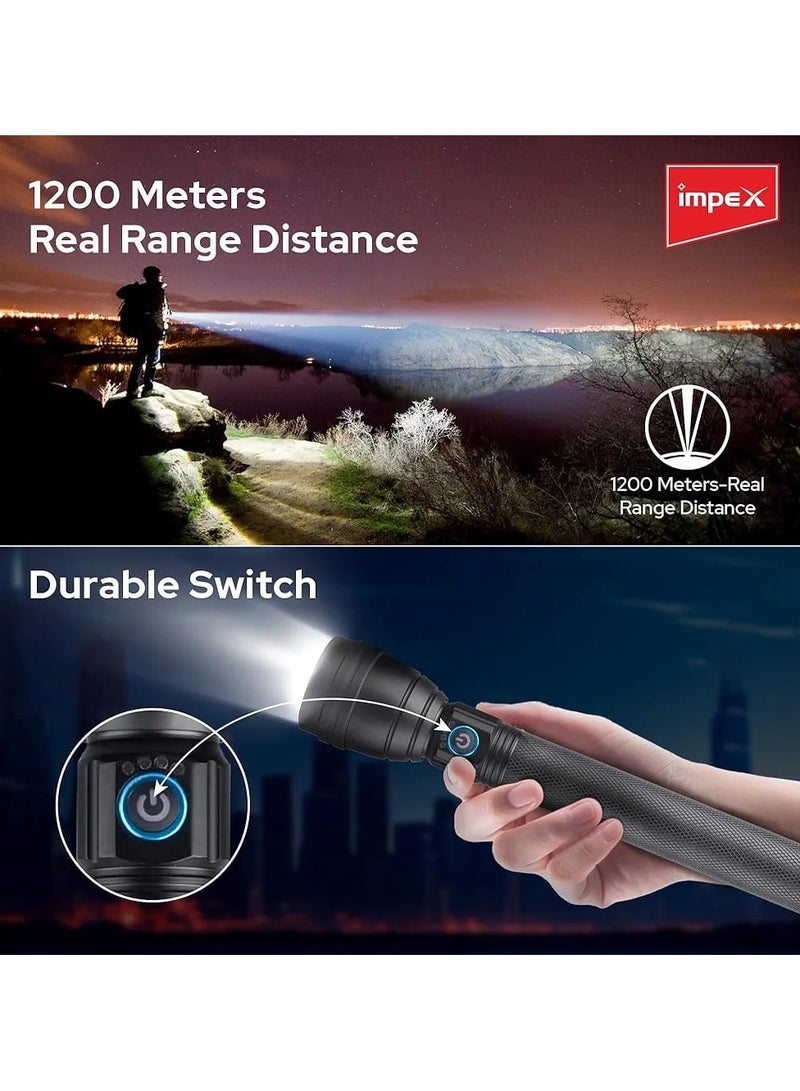 Impex Experience Ultimate Reliability and Extended Performance with the Impex Lumin X2 LED Flash Light, Engineered for Modern Nighttime Needs With Rechargeable 2000mAh Lithium Battery - Image 3