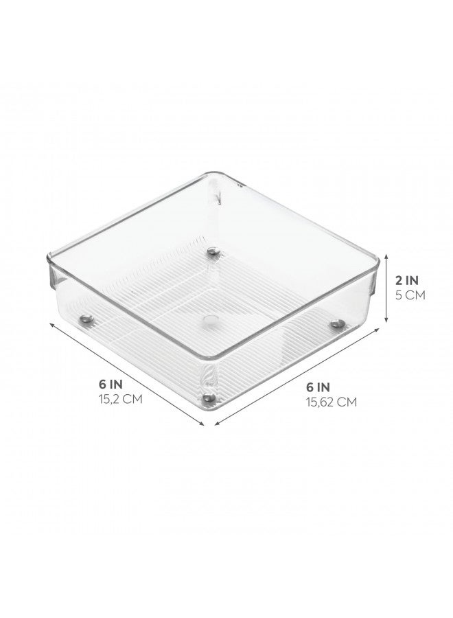 iDesign Linus Kitchen Drawer Organizer for Silverware, Spatulas, Gadgets - 6" x 6" x 2", Clear - Image 2