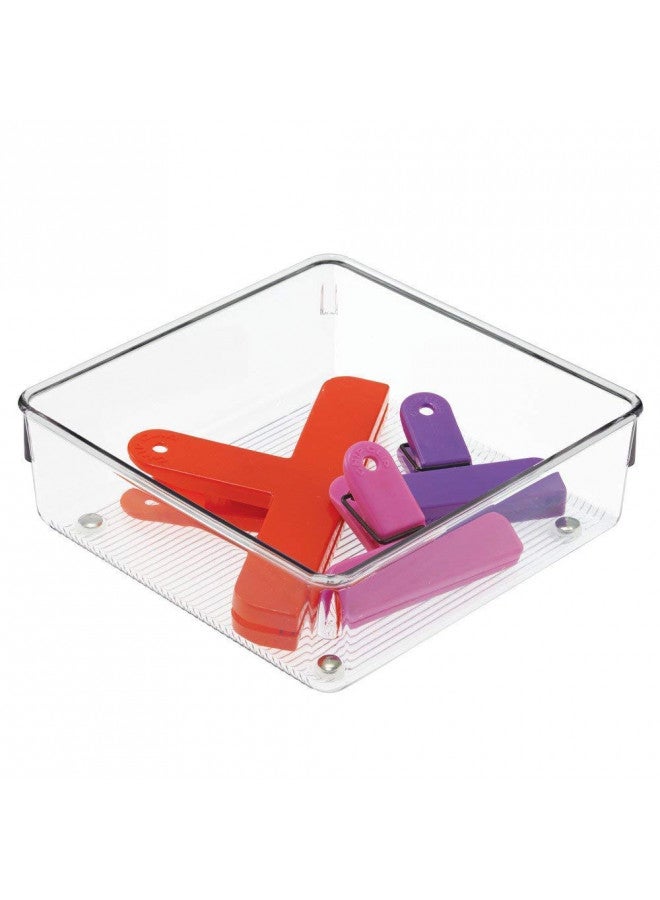 iDesign Linus Kitchen Drawer Organizer for Silverware, Spatulas, Gadgets - 6" x 6" x 2", Clear - Image 4