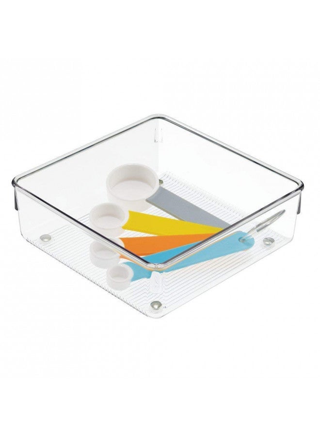 iDesign Linus Kitchen Drawer Organizer for Silverware, Spatulas, Gadgets - 6" x 6" x 2", Clear - Image 1