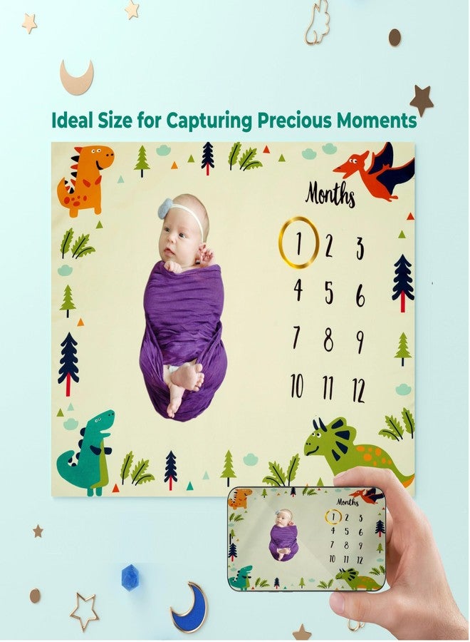 Hoolloomooloo Monthly Milestone Blanket Dinosaur Design | 1-12 Months | Ultra-Soft & Skin-Friendly | Ideal for Newborn Boys & Girls | Perfect Baby Growth Tracker & Photoshoot Prop - Image 3