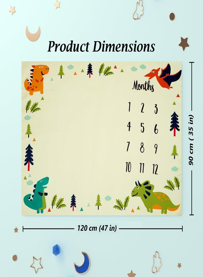 Hoolloomooloo Monthly Milestone Blanket Dinosaur Design | 1-12 Months | Ultra-Soft & Skin-Friendly | Ideal for Newborn Boys & Girls | Perfect Baby Growth Tracker & Photoshoot Prop - Image 2