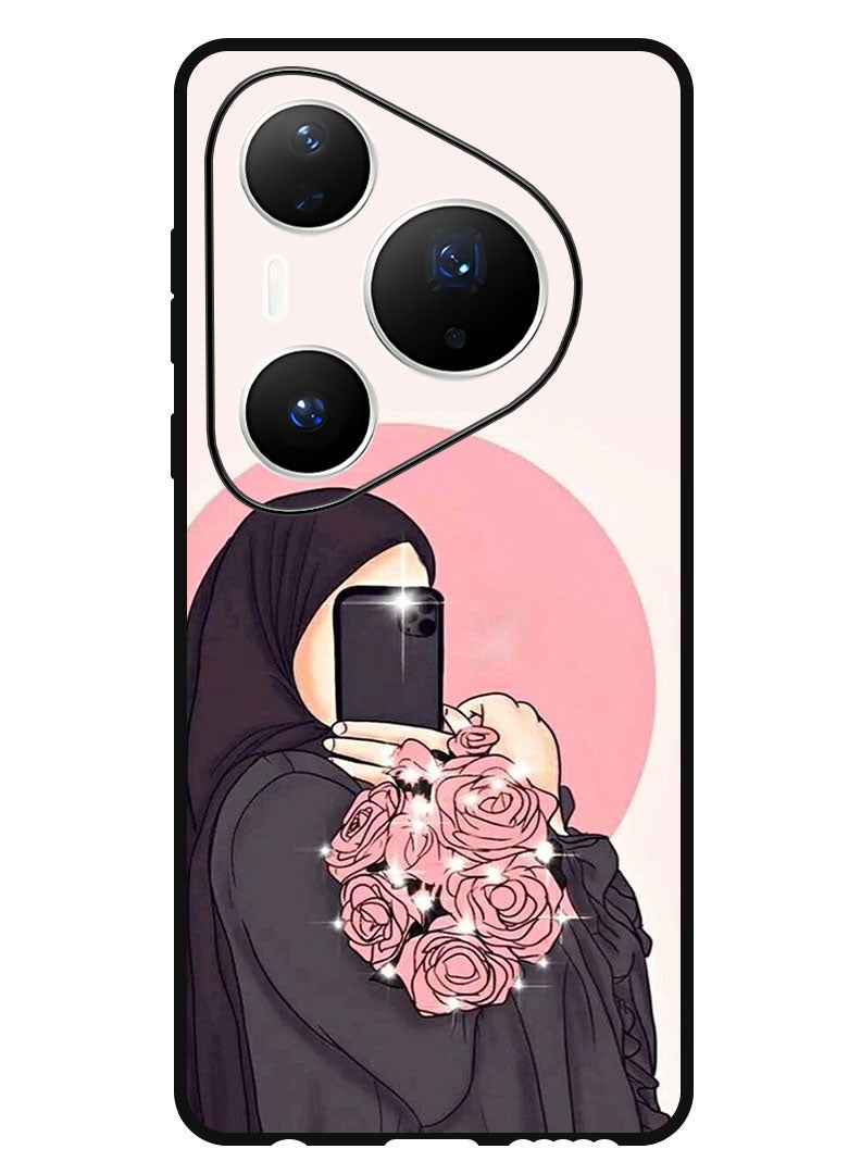 Theodor Case Compatible with Huawei Pura 80 Pro 6.8 Inch Protection Shockproof Bumper Cover Making Selfies While Holding Flowers - Image 1