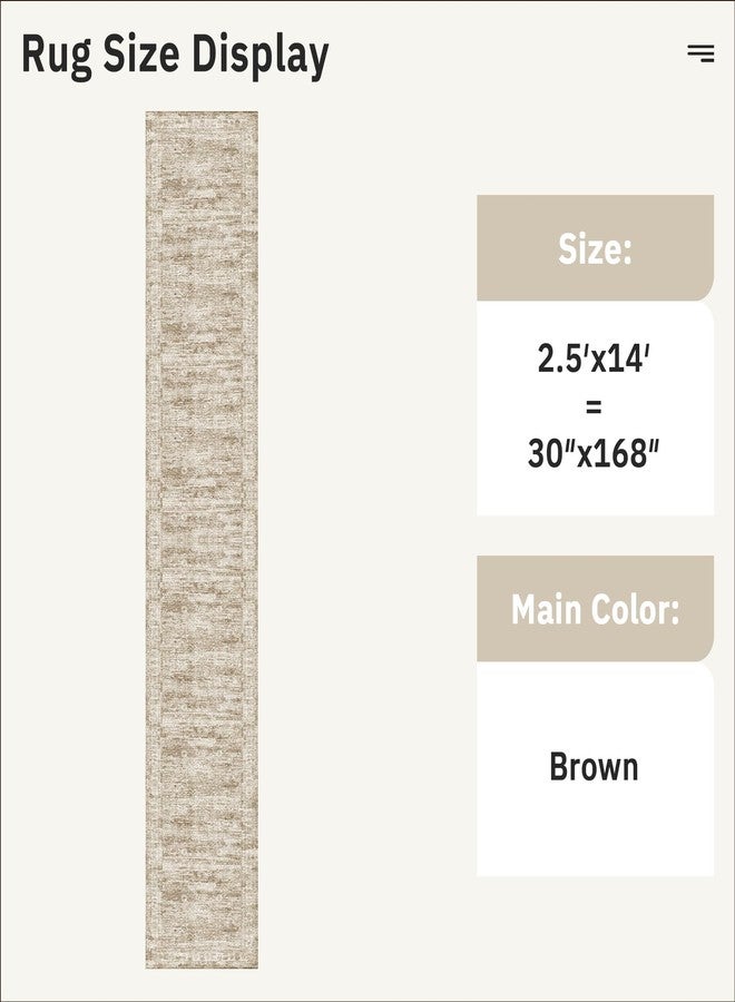 Soalmost Runner Rug 2'6" x 14' Washable Non-Slip Runner Rugs for Kitchen Bathroom Laundry Room Vintage Ultra Thin Runners for Hallway Entryway Brown - Image 5