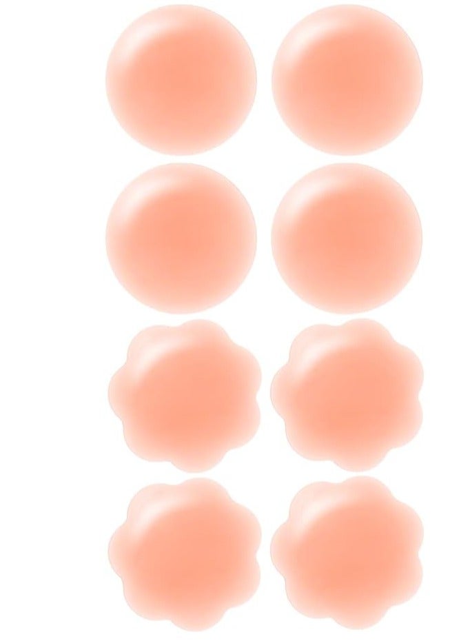 RATSAW 8 Pieces Silicone Nipple Covers Women's Reusable Adhesive Invisible Pasties Nippleless Covers Invisible Adhesive Bras for Women Girls - Image 1
