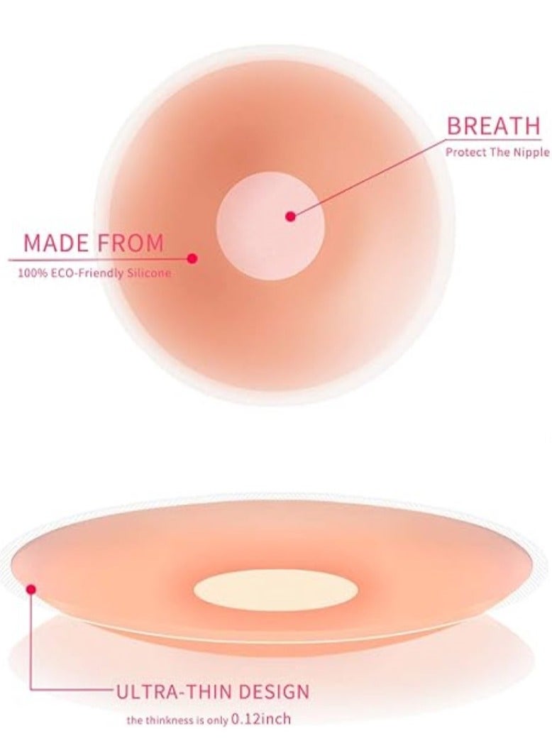 RATSAW 8 Pieces Silicone Nipple Covers Women's Reusable Adhesive Invisible Pasties Nippleless Covers Invisible Adhesive Bras for Women Girls - Image 3