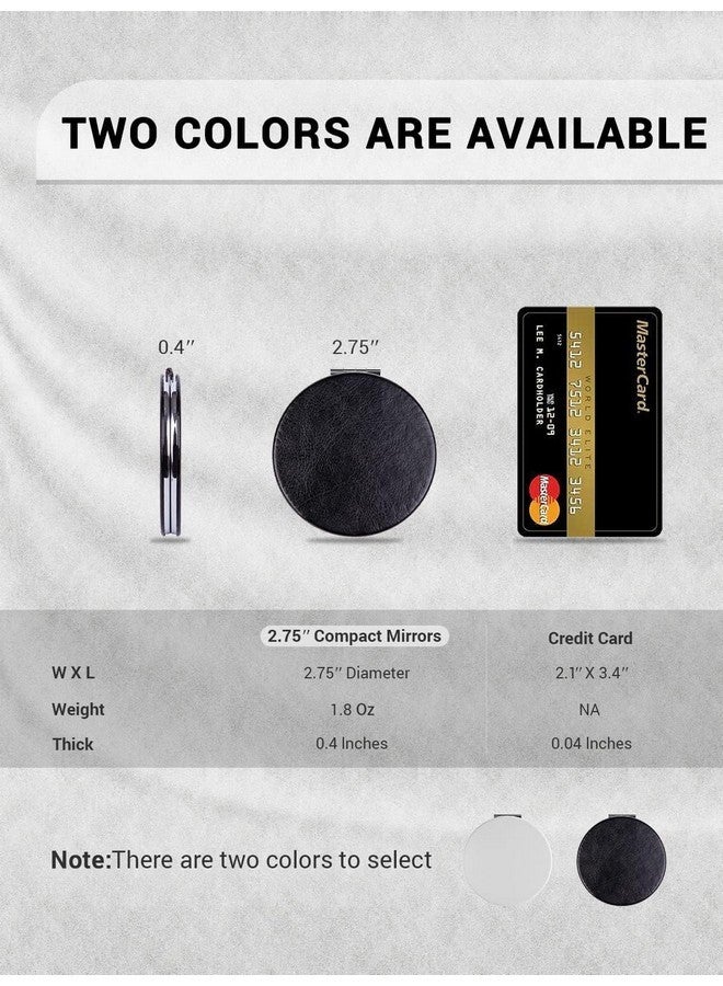 Getinbulk Compact Mirror Bulk, Set Of 6 Round Double-Sided 1X/3X Magnification Pu Leather 2.8" (Black) - Image 2