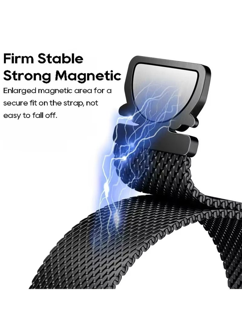 Metal Band for Samsung Galaxy Watch 7 6 5 4 FE 40mm 44mm Watch 5 Pro 45mm 20mm Stainless Steel Mesh Wristband Compatible with Women Men (Black) - Image 4