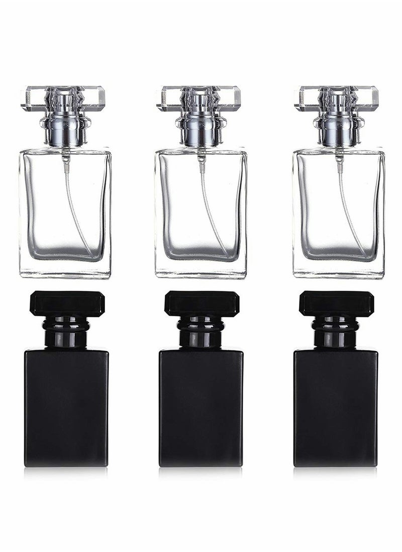 Generic - Portable Clear Black Refillable Perfume Bottle - Square Empty Glass Atomizer with Spray Applicator for Travel, Fragrance, and Essential Oils - Image 1
