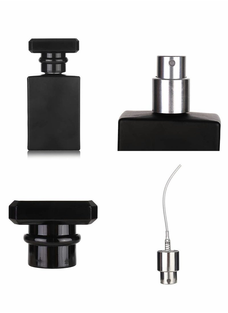 Generic - Portable Clear Black Refillable Perfume Bottle - Square Empty Glass Atomizer with Spray Applicator for Travel, Fragrance, and Essential Oils - Image 1