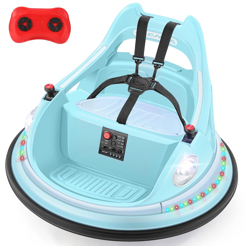ELEMARA Ride on Bumper Car for Kids Toddlers19MPH Max12V Ride on Toys WRemote2Playing Modes2Speed360SpinBumping Toy Gifts with WBluetooth5 Flashing LightsDIY StickersLight Blue - Image 3