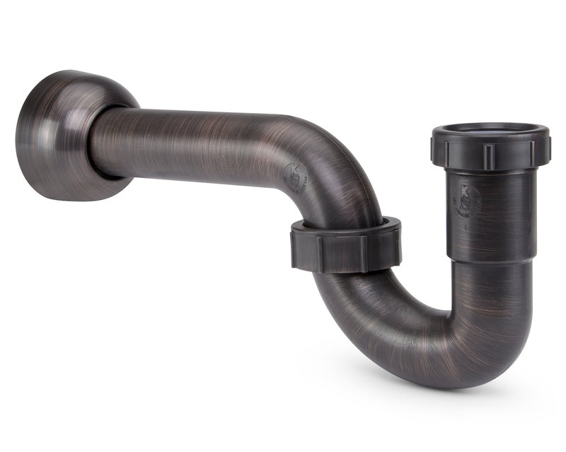 Plumb Pak Decorative Bathroom or Kitchen 1-1/2 in. or 1-1/4 in. x 1-1/2 in. Plastic P-Trap in Oil Rubbed Bronze - Image 1