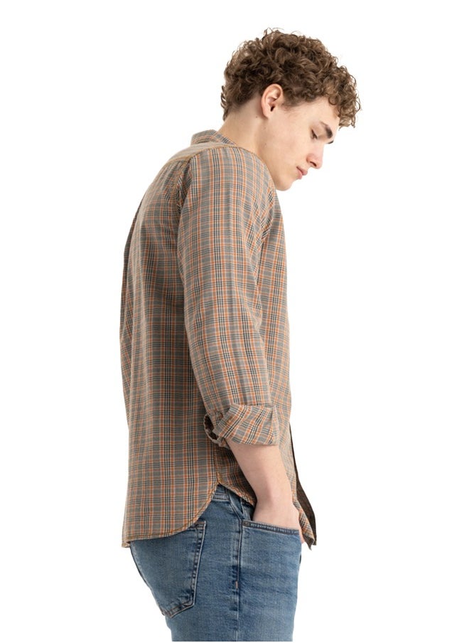 clever - Shirt Men's, Stylish, Oxford Cotton ,Dark Beige, Multicolor - Image 1