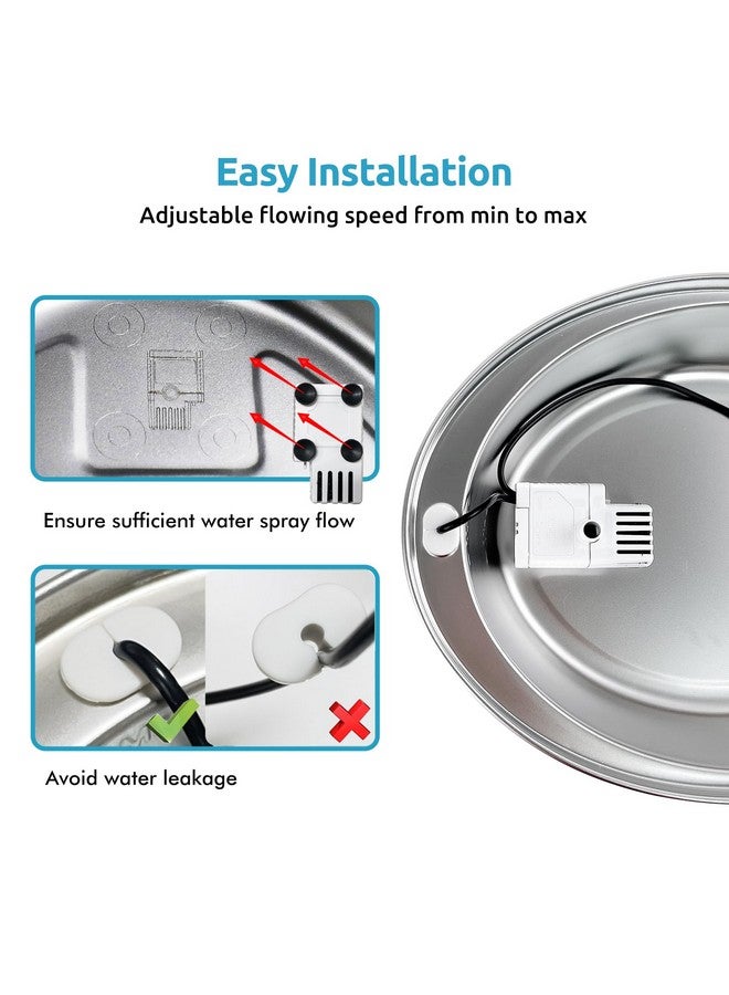 Orsda Cat Water Fountain Pump For D30 / D60 Fountain, Water Pump Replacement No Led Light, Pet Water Fountain Motor Replacement For Stainless Steel Cat Dog Water Dispenser (Water Pump) - Image 5