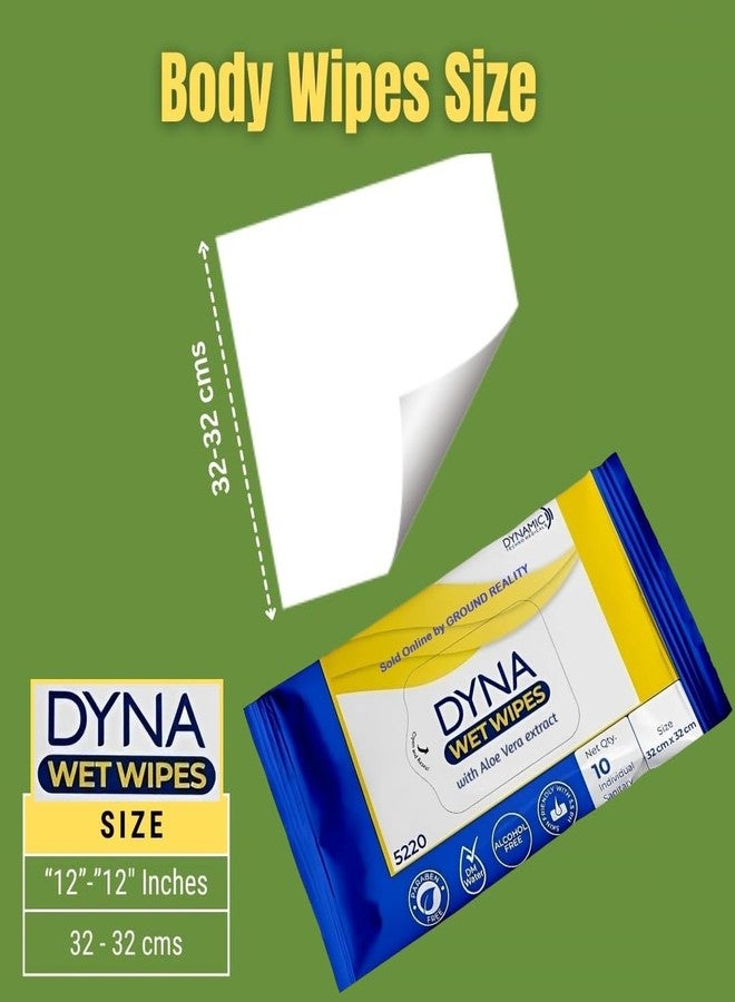 TUNSECHY Dyna 12 Packs (120) Easy Bath Wet Wipes with Aloe Vera Extract Large Size 32x32cms Wet Wipes for Adults, Patients, Baby. Moisturizing Sponge Bath. 10 Pulls/Pack- Microwaveable Bath Towel - Image 4