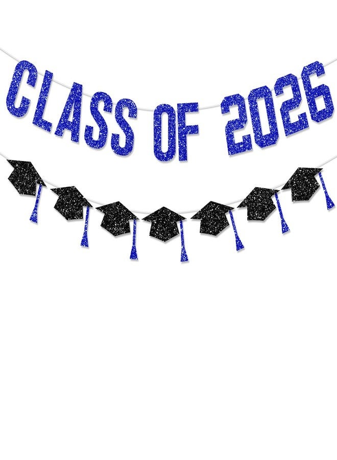 FHGG زينة تخرج FHGG جاهزة للتعليق لدفعة 2026 لافتة لامعة زرقاء لافتات الكلية حفلة تهنئة للخريجين مع زخرفة بقلادة عالية تفضيلات بدون DIY للزينة المدرسية والمنزلية وزينة السيارة - Image 1