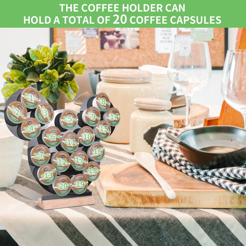 JANESVISSY K Cup Holder, Interesting Coffee Bar Accessories and coffee Storage Organizer,Classic black design, Home or Office kitchen k cup organizer accessories,Compatible with 20 Coffee Pods - Image 3